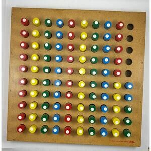 Vintage 1940s Judy Company Mathematics Hundred 100 Peg Board Teaching -5 Pegs